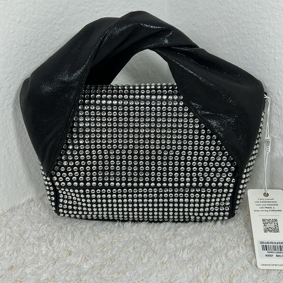 Urban Expression Black and Silver Studded Handbag - Picture 5 of 9